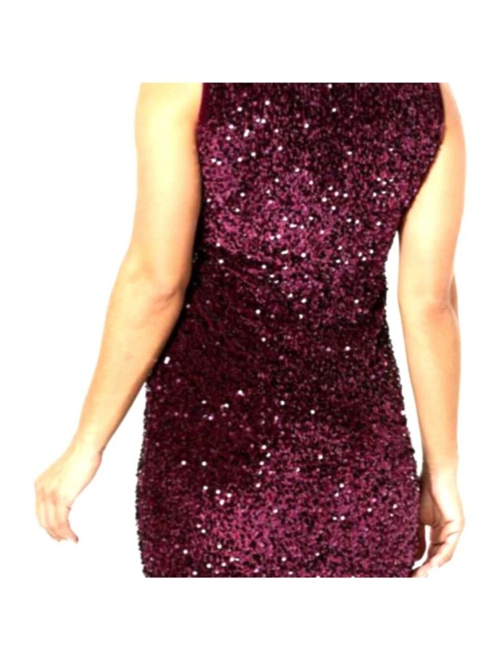 Sleeveless Burgundy Sequin Party Dress Size XL By Nina Leonard - Picture 3 of 11